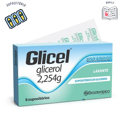Supositório de glicerina Glicel 2,5 gramas adulto 6 supositórios